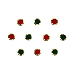 comet busters beautiful red and green round bindi with gold beads border for women 6 mm bin174