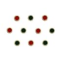 Comet Busters Beautiful Red and Green Round Bindi With Gold Beads Border For Women (6 mm) (BIN174)