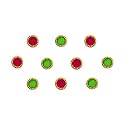 Comet Busters Hot Pink and Light Green Round With Gold Beads Border Bindi For Women (6 mm) (BIN127)