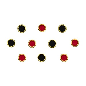 comet busters red and black round with gold beads border bindi for women 6 mm bin135