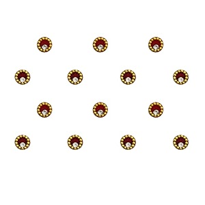 comet busters red and maroon round bindi with gold beads border 4mmbin1601