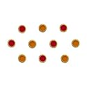 Comet Busters Red and Yellow Round With Gold Beads Border Bindi For Women (6 mm) (BIN128)
