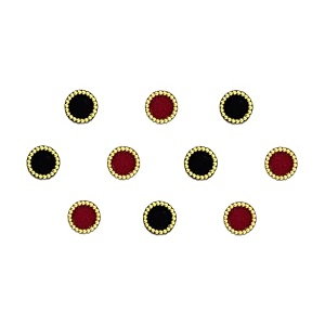 comet busters round beautiful black and maroon bindi with gold beads border for women 6 mm bin192