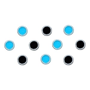 comet busters round beautiful blue and black bindi with silver beads border for women 6 mm bin205