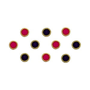 comet busters round beautiful hot pink and purple bindi with gold beads border for women6 mm bin204
