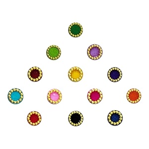 comet busters round beautiful multicolor bindi with gold beads border 5 mm bin265