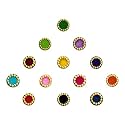 Comet Busters Round Beautiful Multicolor Bindi With Gold Beads Border (5 mm) (BIN265)