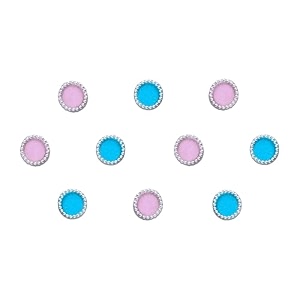 comet busters round beautiful pink and blue bindi with silver beads border for women 5 mm bin200