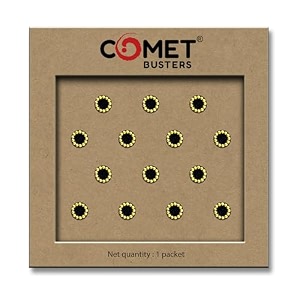 comet busters black round bindis with gold beads border 4 mmbv963