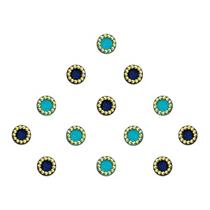 comet busters round blue and black bindi with gold beads border 5 mm bin239