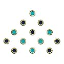 Comet Busters Round Blue and Black Bindi With Gold Beads Border (5 mm) (BIN239)