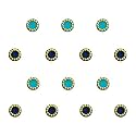 Comet Busters Round Blue and Black Bindi With Gold Beads Border (4 mm) (BIN234)