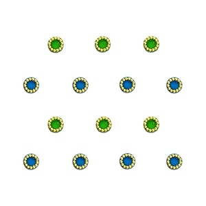 comet busters round blue and green bindi with gold beads border 4 mm bv229