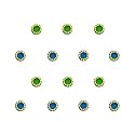 Comet Busters Round Blue and Green Bindi With Gold Beads Border (4 mm) (BV229)