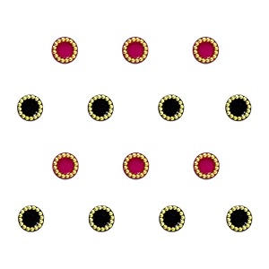 comet busters round hot pink and black bindi with gold beads border 4 mm bin232