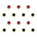 Comet Busters Round Hot Pink and Black Bindi With Gold Beads Border (4 mm) (BIN232)