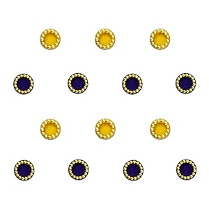 comet busters round orange and purple bindi with gold beads border 4 mm bin246