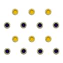 Comet Busters Round Orange and Purple Bindi With Gold Beads Border (4 mm) (BIN246)