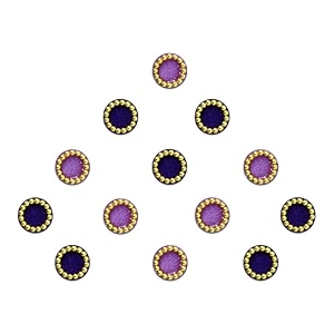 comet busters round purple and navy blue bindi with gold beads border 5mm bin233