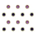 Comet Busters Round Purple and Lilac Bindi With Gold Beads Border (4 mm) (BIN243)