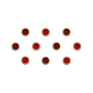 comet busters round red and maroon bindi with gold beads border for women 6 mm bin115
