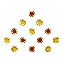 Comet Busters Round Red and Yellow Bindi With Gold Beads Border (5 mm) (BIN254)
