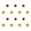 Comet Busters Round Red and Yellow Bindi With Gold Beads Border (4 mm) (BIN238)