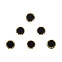 Comet Busters Round Velvet Black Bindi With Golden Border (8 mm) (BIN377)