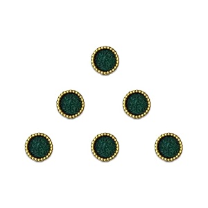comet busters round velvet dark green bindi with golden border 8 mm bin379