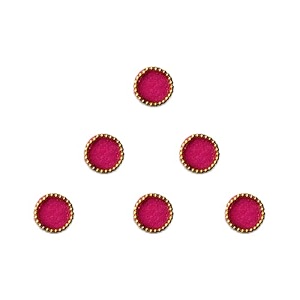comet busters round velvet hot pink bindi with golden border 8 mm bin378