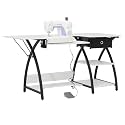 Comet Plus Hobby and Sewing Table with Storage Drawer + Shelves - Can Also Be Used as Computer Desk