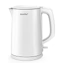 COMFEE' Stainless Steel Double Wall Electric Kettle 1.5L, White