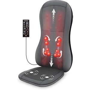comfier back massager for pain relief  shiatsu massage chair pad with heatseat cushion 2d3d massage seat cushionchair massager with 10 shiatsu nodes rolling kneading chair pads for lower back dark grey