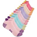 Comfoex 12 Pairs Girls Socks 4-6 6-8 8-10 Years Old Athletic Ankle Socks Cotton Short Socks For Little Big Kids