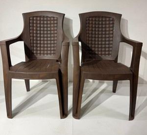 comfort creation 3d star high back chair for home office  teakwood brown  plastic living room chair