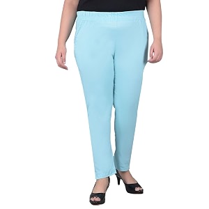 comfort lady regular fit elastic waist cotton pencil pant casualformal trousers with dual side pockets for women
