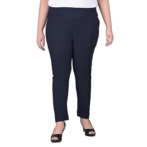 comfort lady regular fit elastic waist cotton pencil pant casualformal trousers with dual side pockets for women