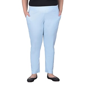 comfort lady regular fit elastic waist cotton pencil pant casualformal trousers with dual side pockets for women