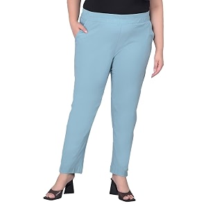 comfort lady regular fit elastic waist cotton pencil pant casualformal trousers with dual side pockets for women