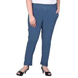 comfort lady regular fit elastic waist cotton pencil pant casualformal trousers with dual side pockets for women