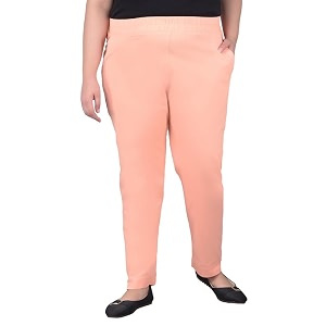 comfort lady regular fit elastic waist cotton pencil pant casualformal trousers with dual side pockets for women