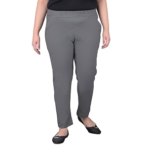 comfort lady regular fit elastic waist cotton pencil pant casualformal trousers with dual side pockets for women
