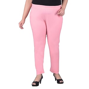 comfort lady regular fit elastic waist cotton pencil pant casualformal trousers with dual side pockets for women