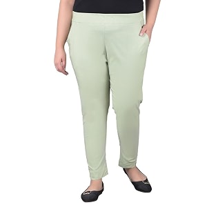 comfort lady regular fit elastic waist cotton pencil pant casualformal trousers with dual side pockets for women