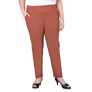 comfort lady regular fit elastic waist cotton pencil pant casualformal trousers with dual side pockets for women