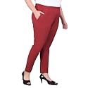 Comfort Lady Regular Fit Elastic Waist Cotton Pencil Pant Casual/Formal Trousers with Dual Side Pockets for Women
