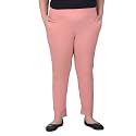 Comfort Lady Regular Fit Elastic Waist Cotton Pencil Pant Casual/Formal Trousers with Dual Side Pockets for Women