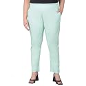 Comfort Lady Regular Fit Elastic Waist Cotton Pencil Pant Casual/Formal Trousers with Dual Side Pockets for Women