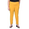 Comfort Lady Regular Fit Elastic Waist Cotton Pencil Pant Casual/Formal Trousers with Dual Side Pockets for Women