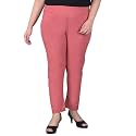 Comfort Lady Regular Fit Elastic Waist Cotton Pencil Pant Casual/Formal Trousers with Dual Side Pockets for Women